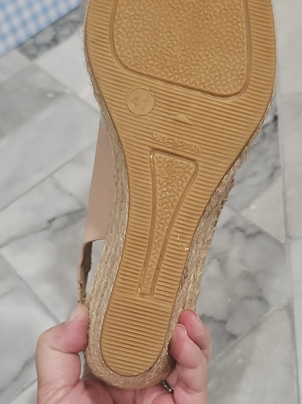 kanna Nude/Pale Pink Leather Espadrille Wedge Peep-Toe Sandals NWOT 9.5